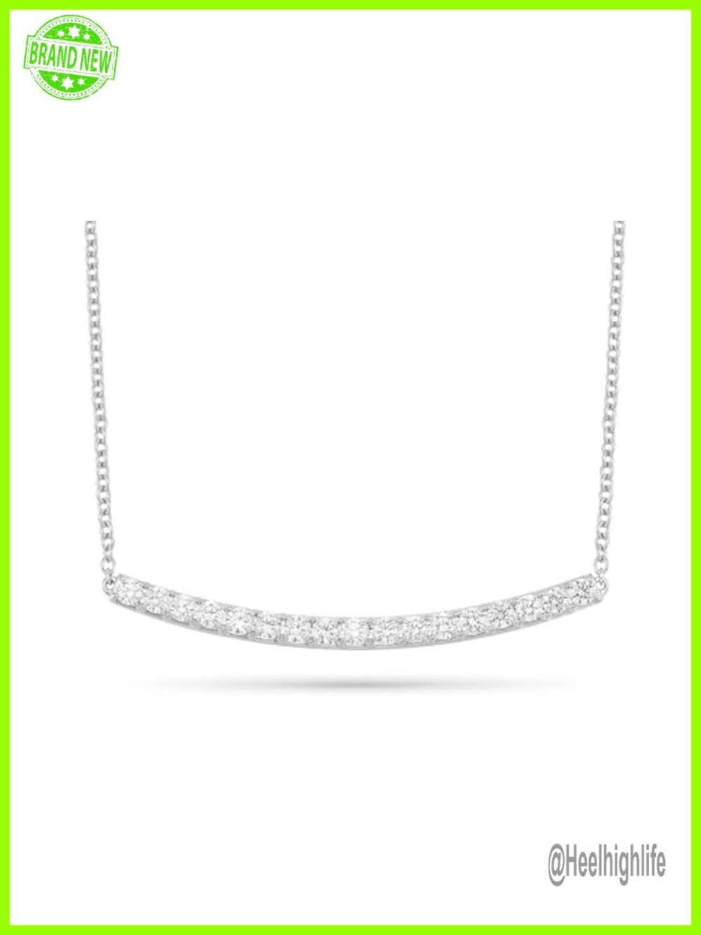 1 Carat Diamond Bar Pendant Necklace 14K White Gold
